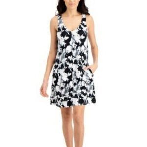 Jenni Black & White Tie Dye Chemise Tank Nightgown Women's Extra Small NWT